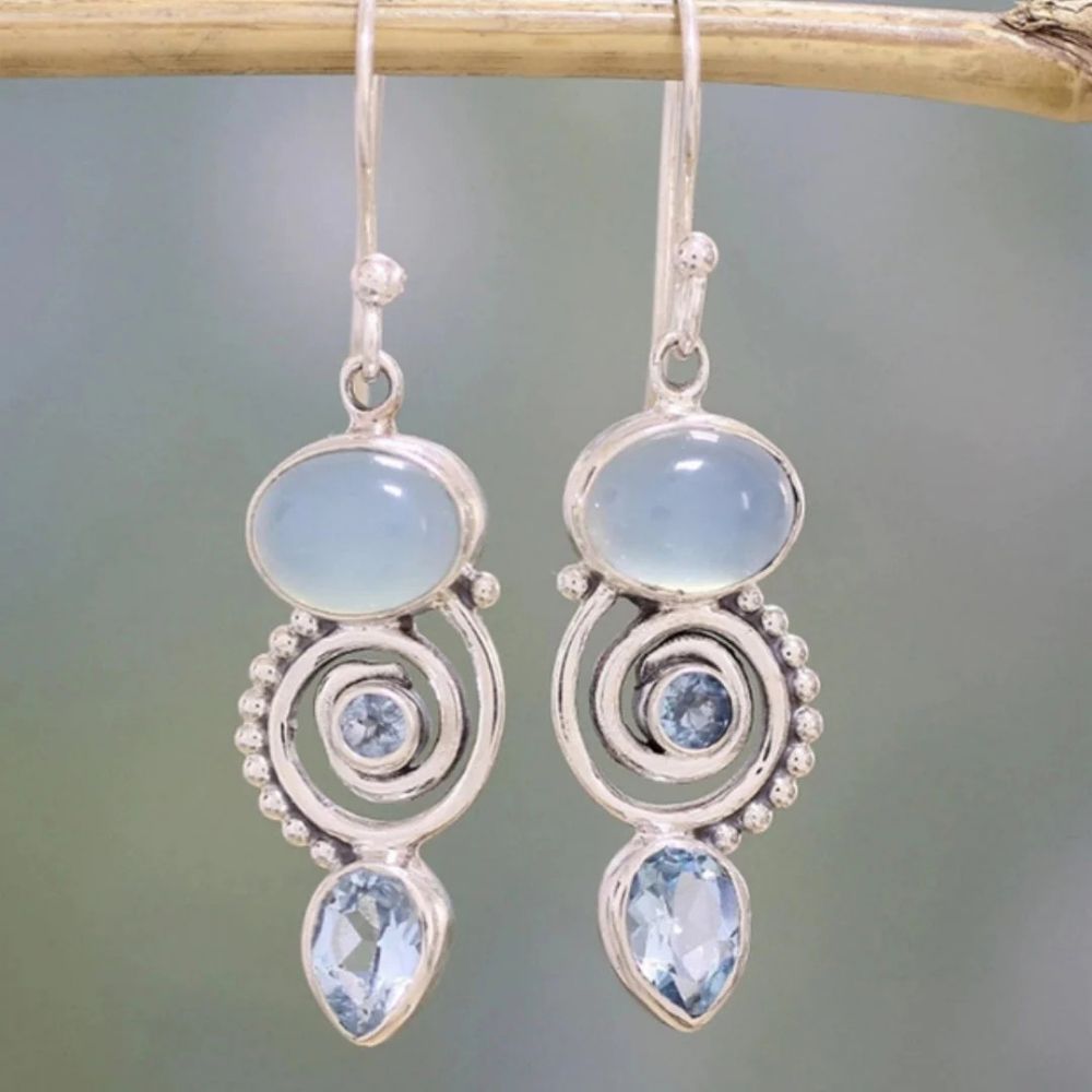 Exclusive Vintage Silver Moonstone Earrings
