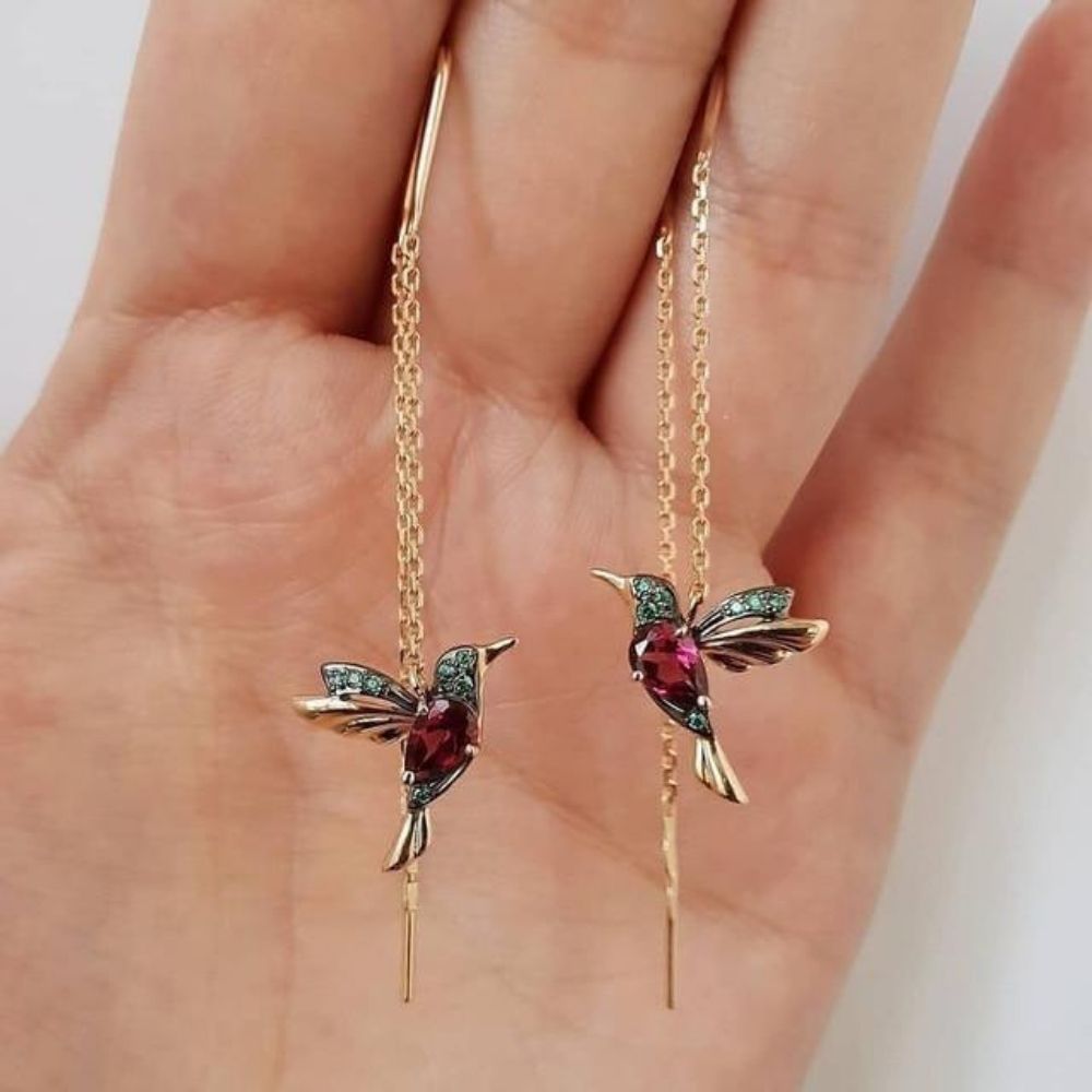 Boucles d'oreilles colibri avec zircone