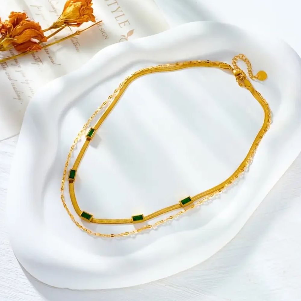 Sorella Gem Double-Layer Retro Necklace