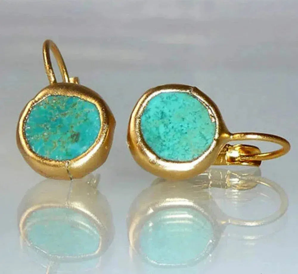 Boucles d'oreilles vintage turquoise en or
