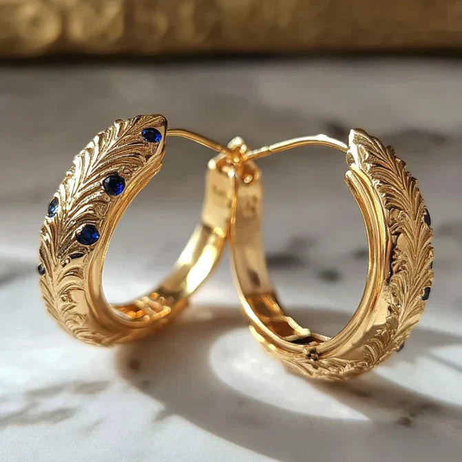 Boucles d'oreilles créoles vintage en feuille d'or