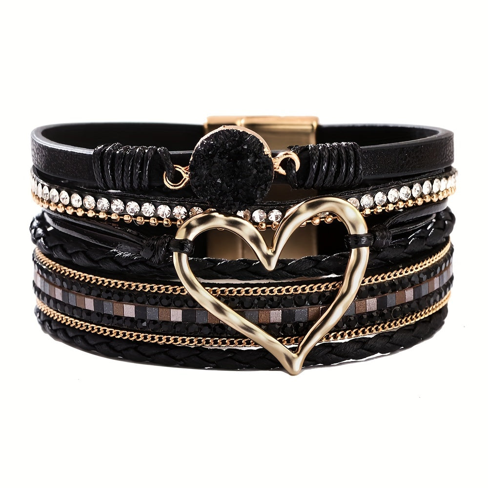 Bracelet en cuir multicouche bohème