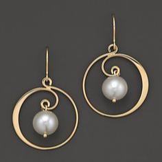 Boucles d'oreilles créoles et perles dorées vintage