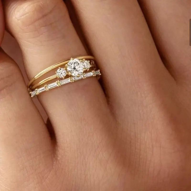 Bague superposée élégante en or