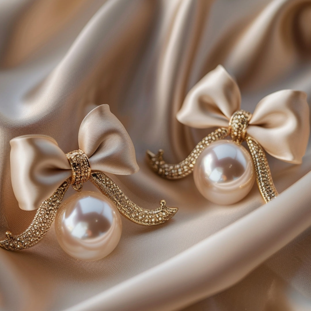 Boucles d'oreilles perles nœud papillon
