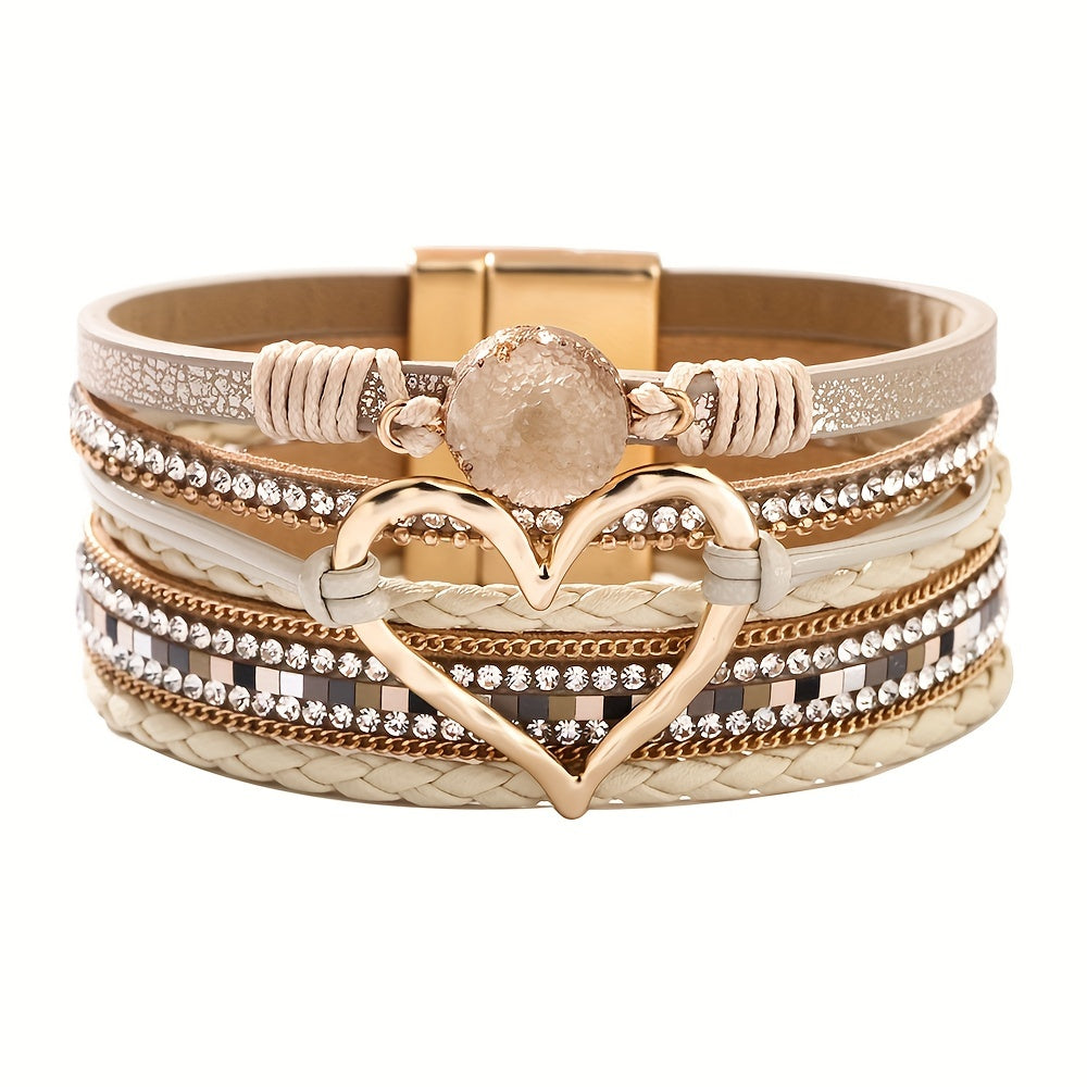 Bracelet en cuir multicouche bohème