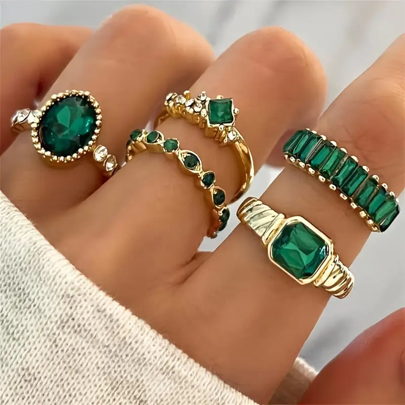 Ensemble de bagues exquises Zarina Emerald