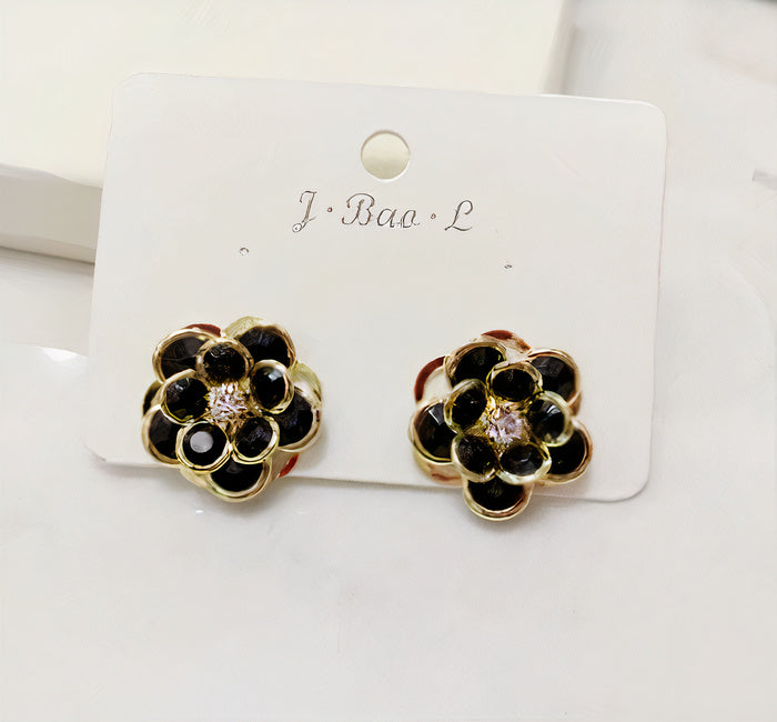 Boucles d'oreilles vintage « Fleur d'or » en cristal