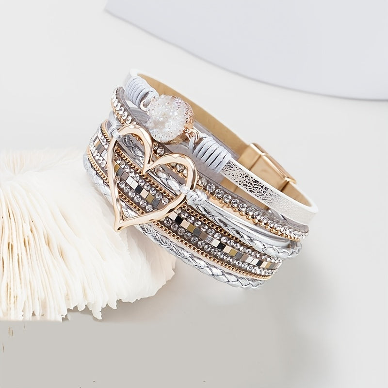 Bracelet en cuir multicouche bohème