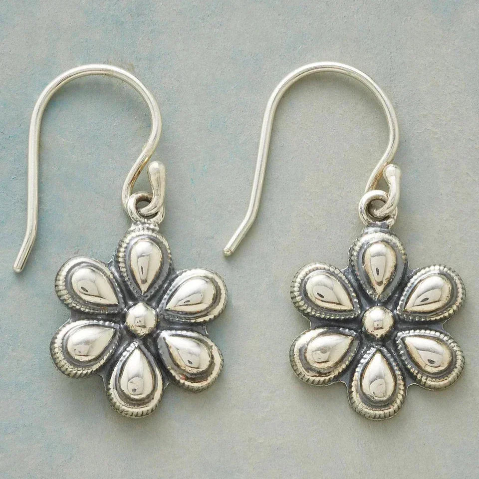 Boucles d'oreilles vintage marguerite en argent