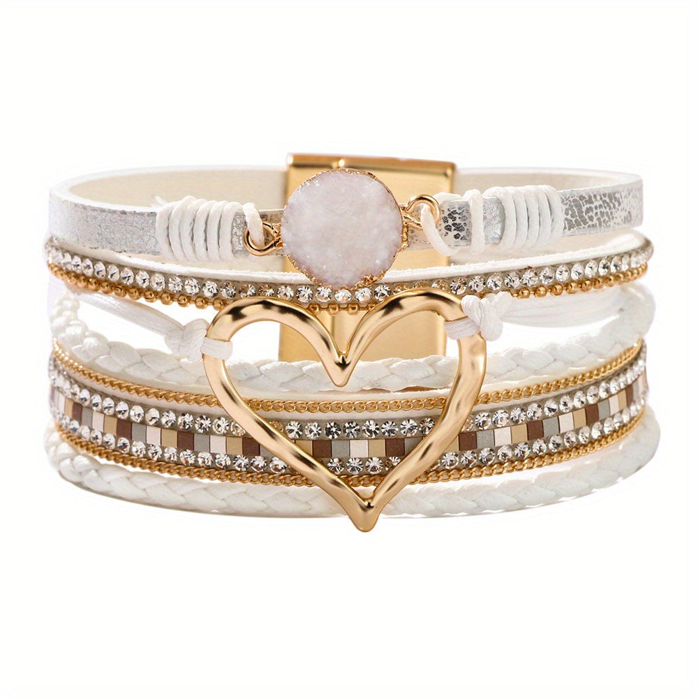 Bracelet en cuir multicouche bohème