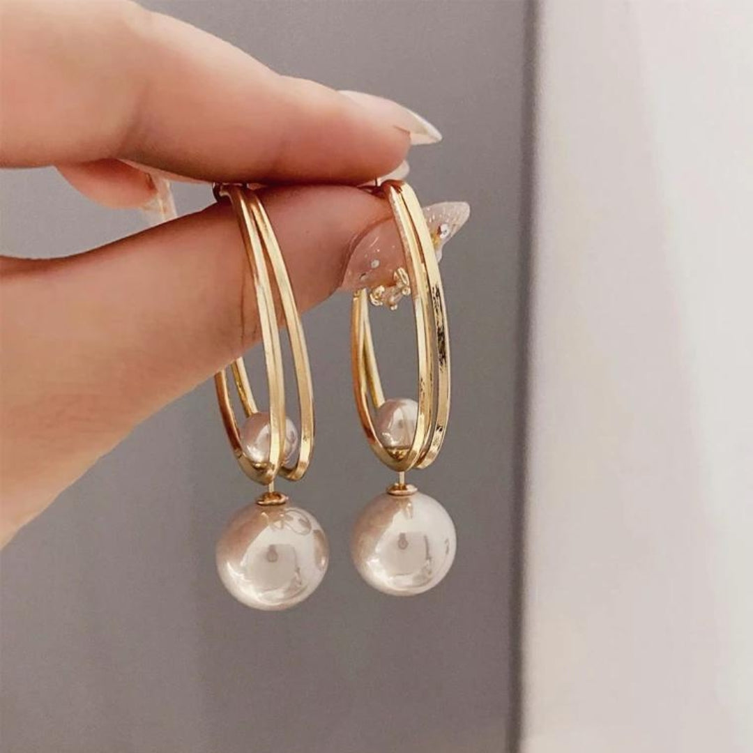 Boucles d'oreilles vintage en or et perles
