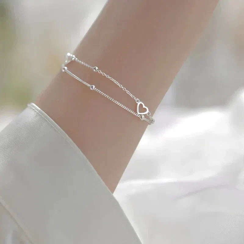 Bracelet réglable cœur argenté