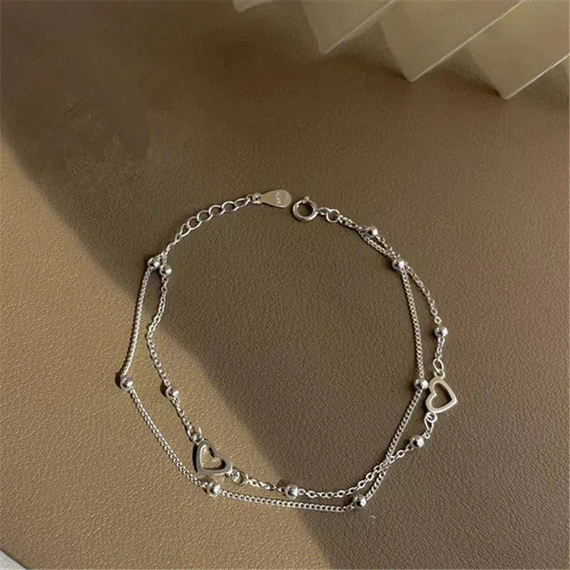 Bracelet réglable cœur argenté