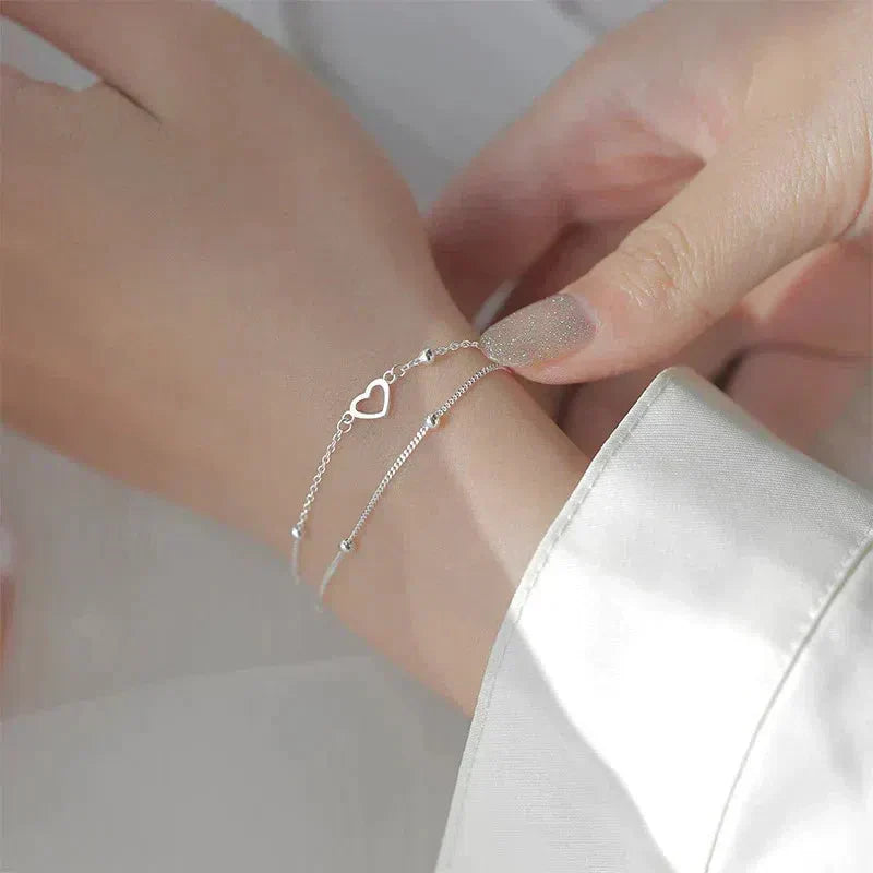 Bracelet réglable cœur argenté