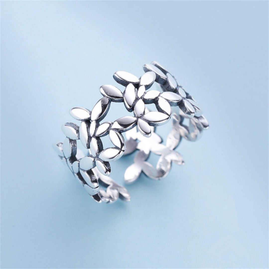 Bague réglable en feuille d'argent