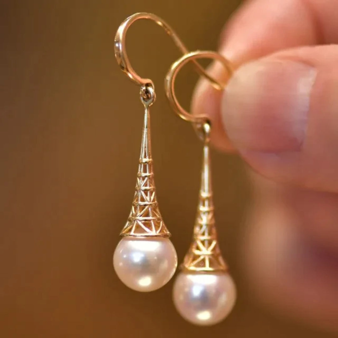 Élégantes boucles d'oreilles ethniques perles dorées