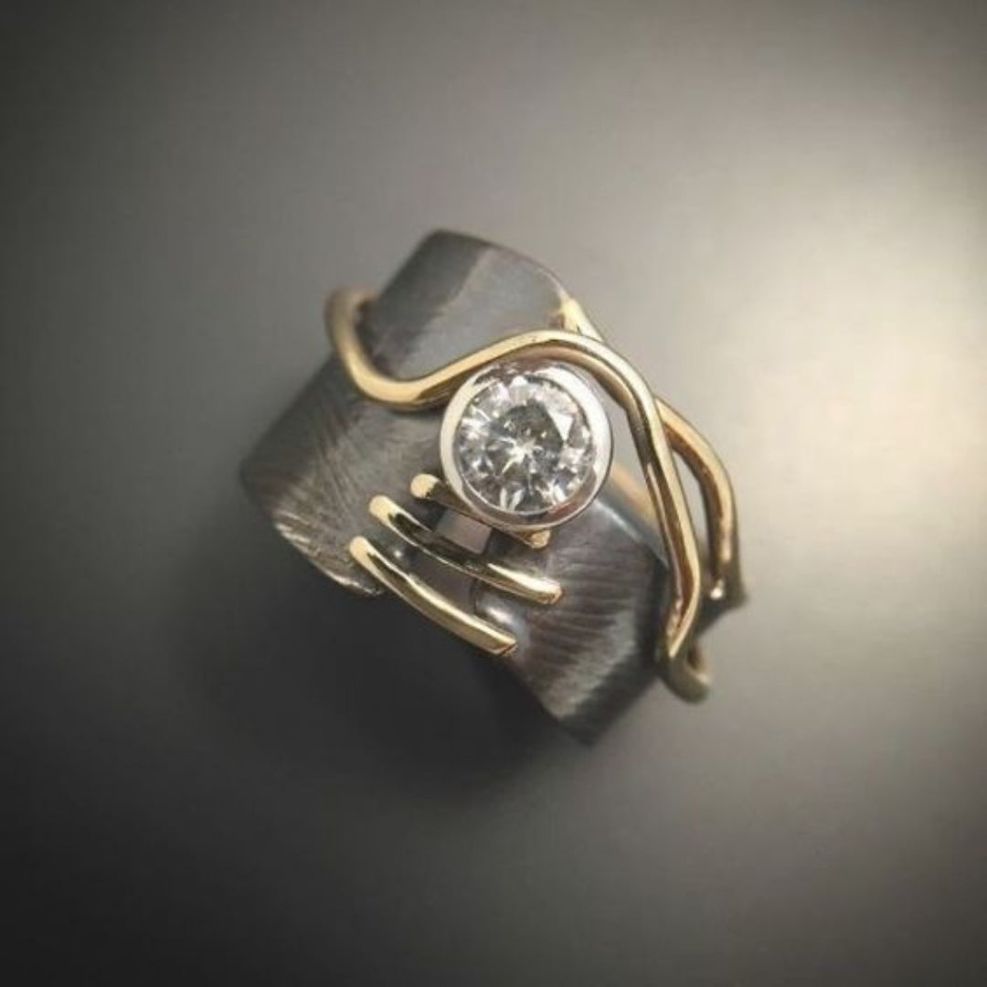 Bague Vintage Zirconium Argent Vieilli