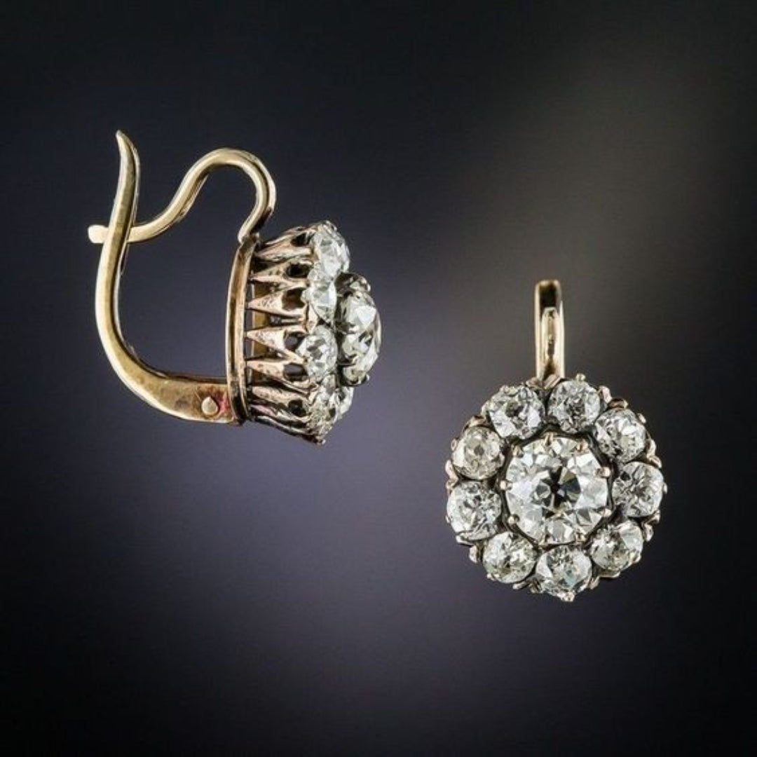 Boucles d'oreilles vintage en or incrustées de pierres précieuses