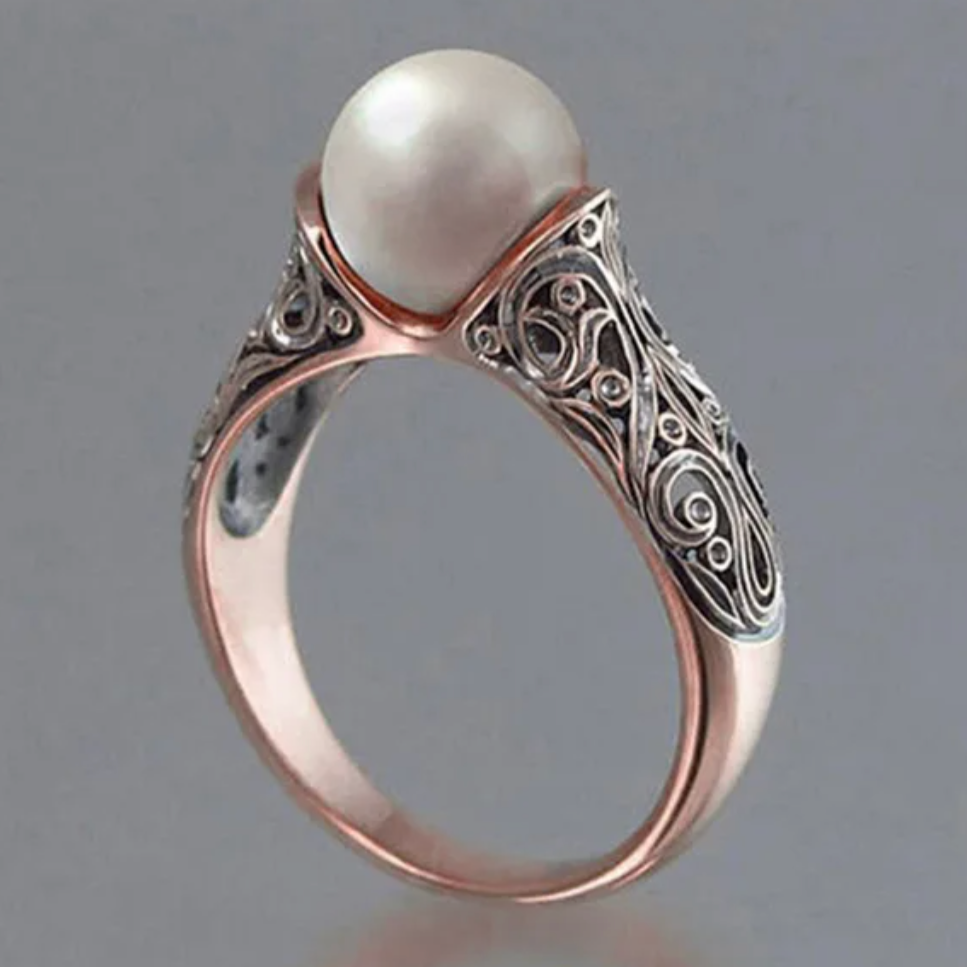 Bague Vintage Perle et Or Rose