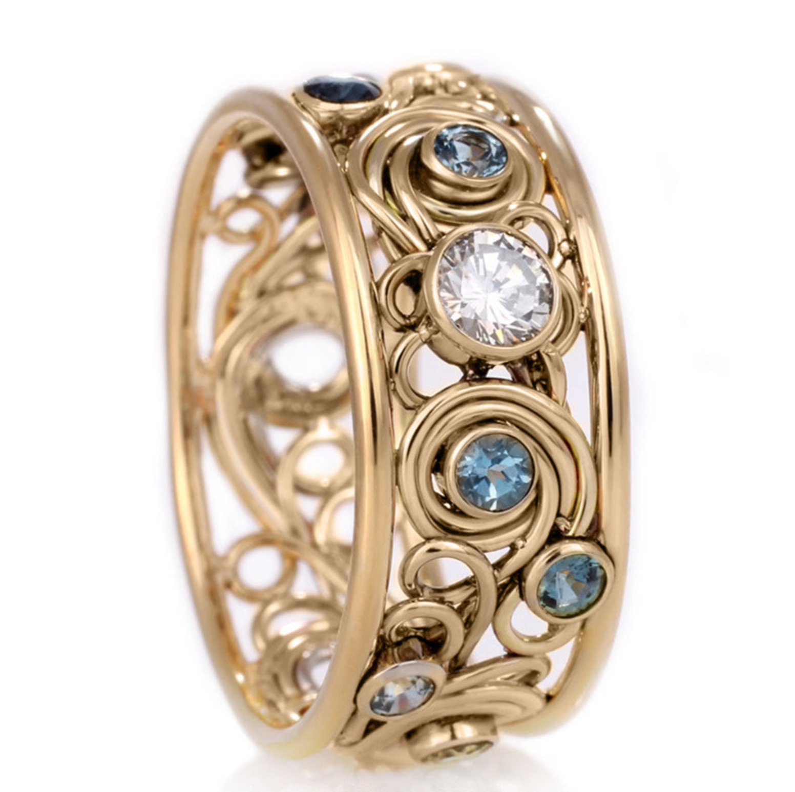 Bague vintage colorée creuse en zircone