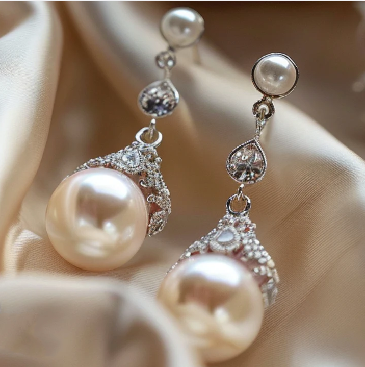 Grandes boucles d'oreilles pendantes en perles