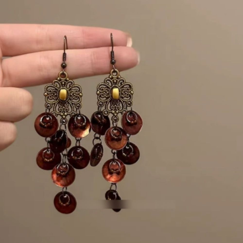 Boucles d'oreilles cristal rouge et perles