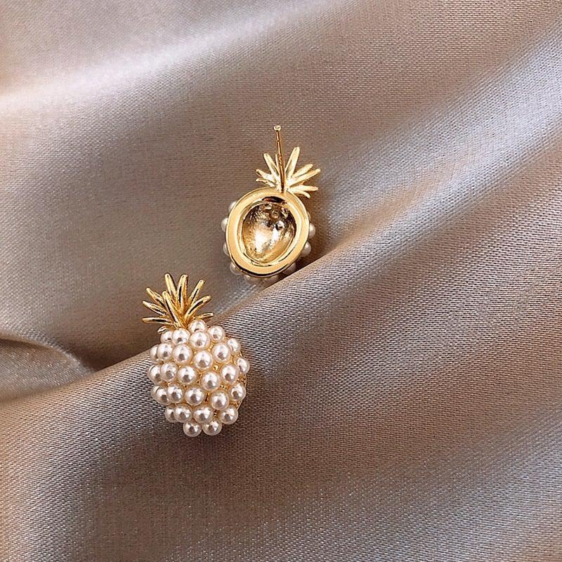 Boucles d'oreilles ananas tropical et perles