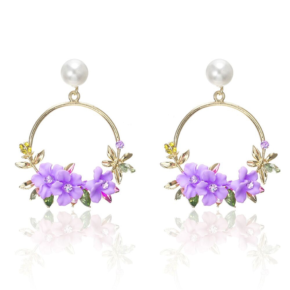 Boucles d'oreilles Fleur et Perle en Or
