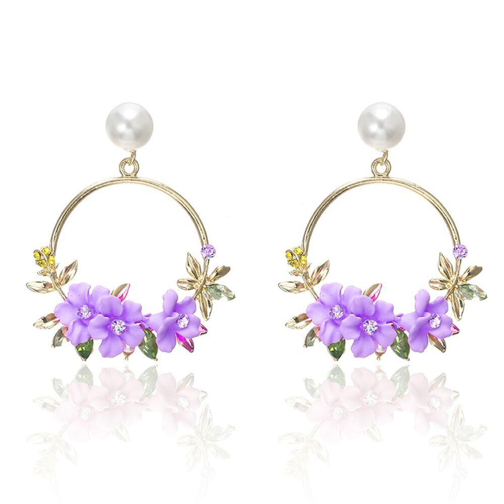 Boucles d'oreilles fleur et perle en or