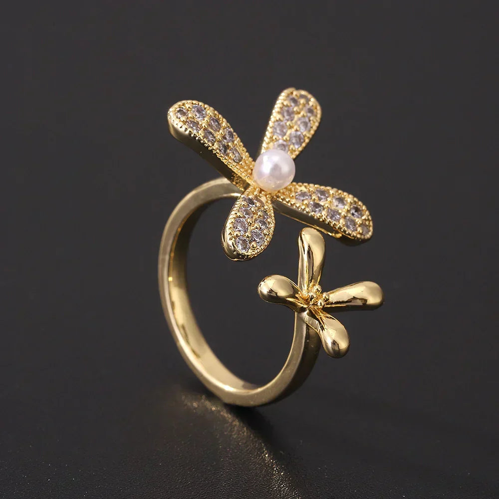 Bague Vintage Marguerite Perle Brillante