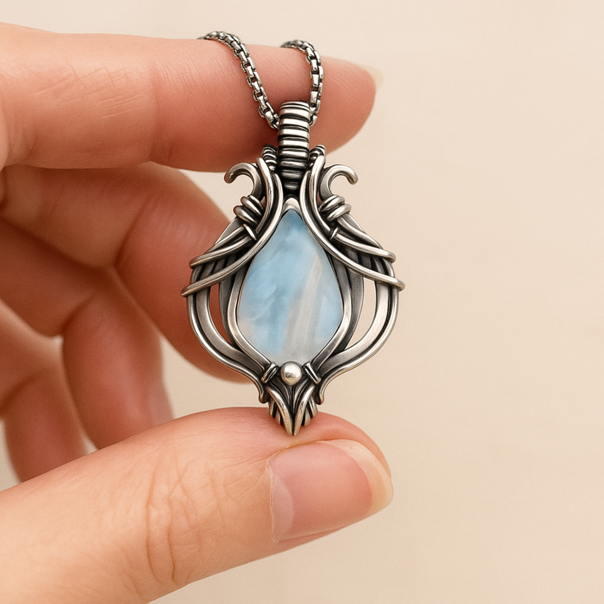 Collier vintage bleu et argent
