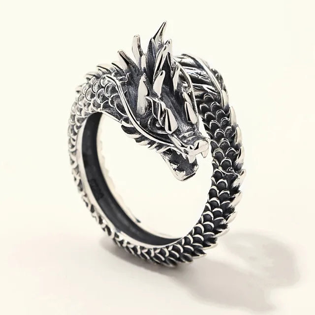 Bague dragon vintage en argent