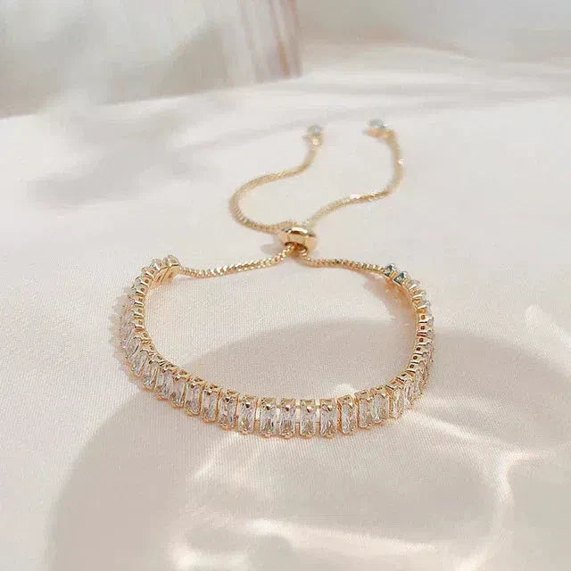 Bracelet réglable en oxyde de zirconium, doré et argenté