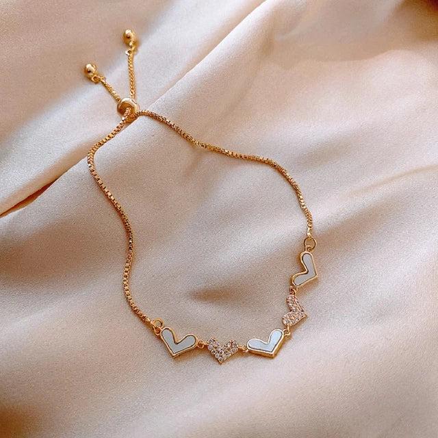 Bracelet ajustable cœur or