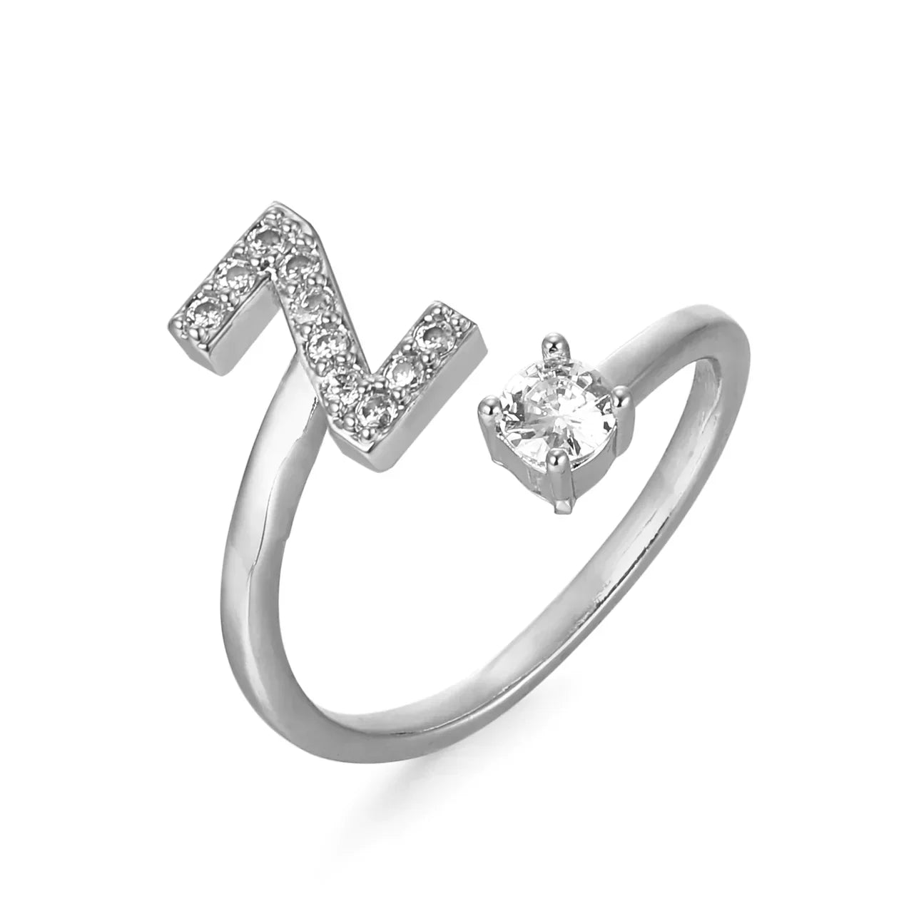 Zirkonia ring met letters