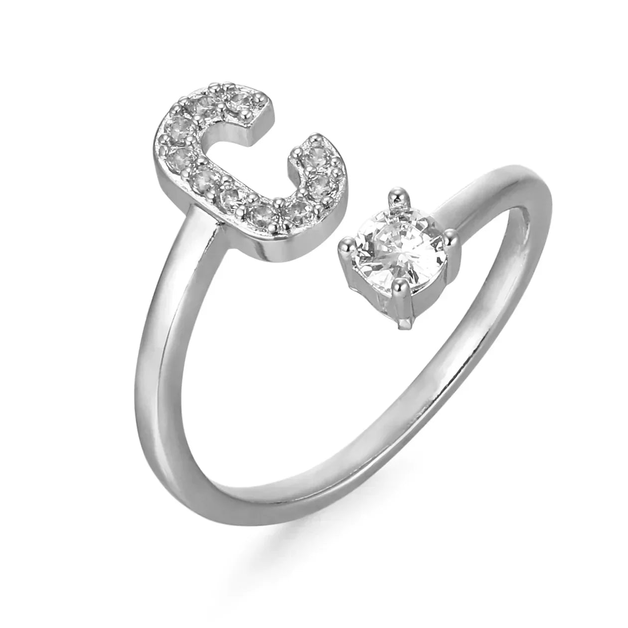 Bague en zirconium avec lettres