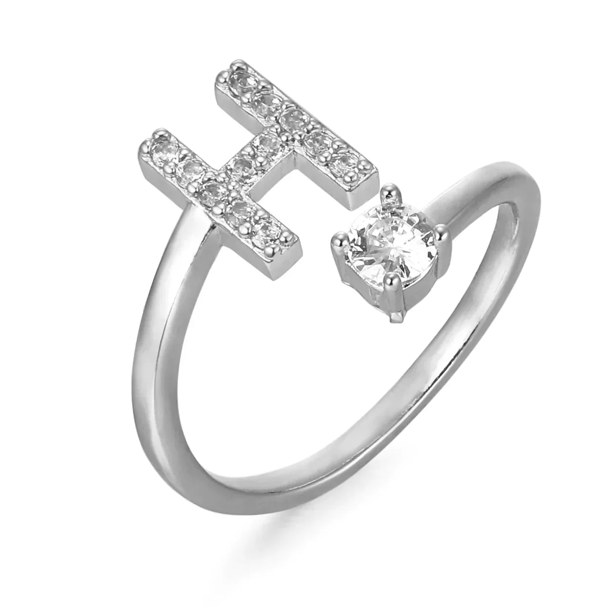 Bague en zirconium avec lettres