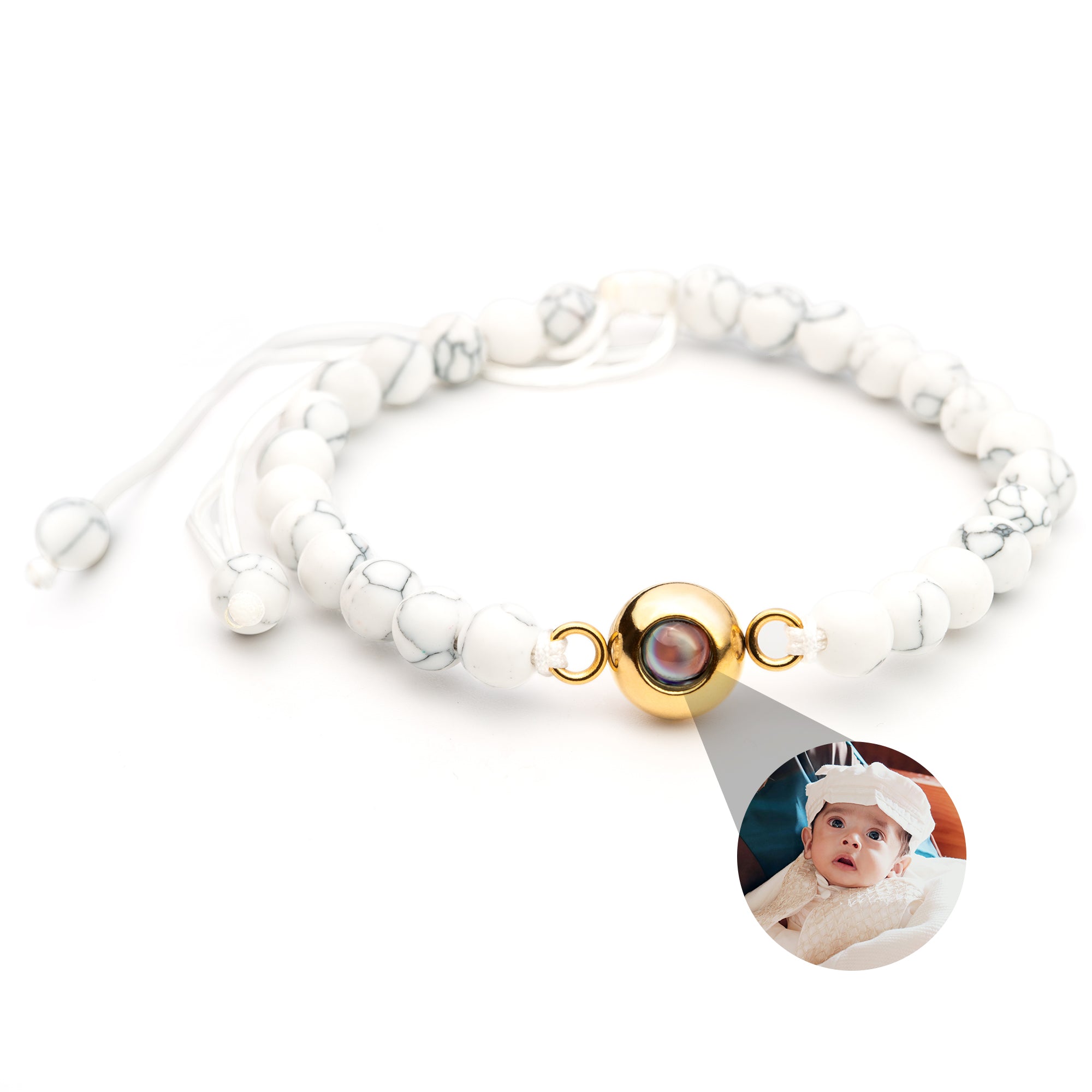 Gepersonaliseerde fotoarmband met jouw foto - Parelketting
