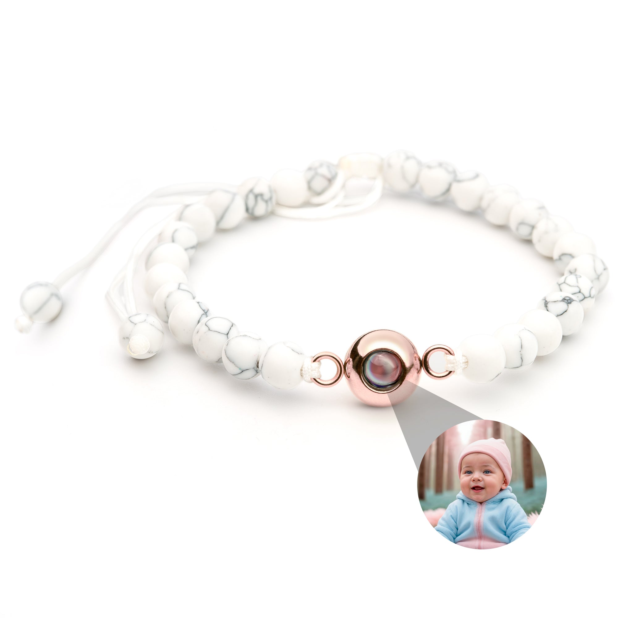 Gepersonaliseerde fotoarmband met jouw foto - Parelketting