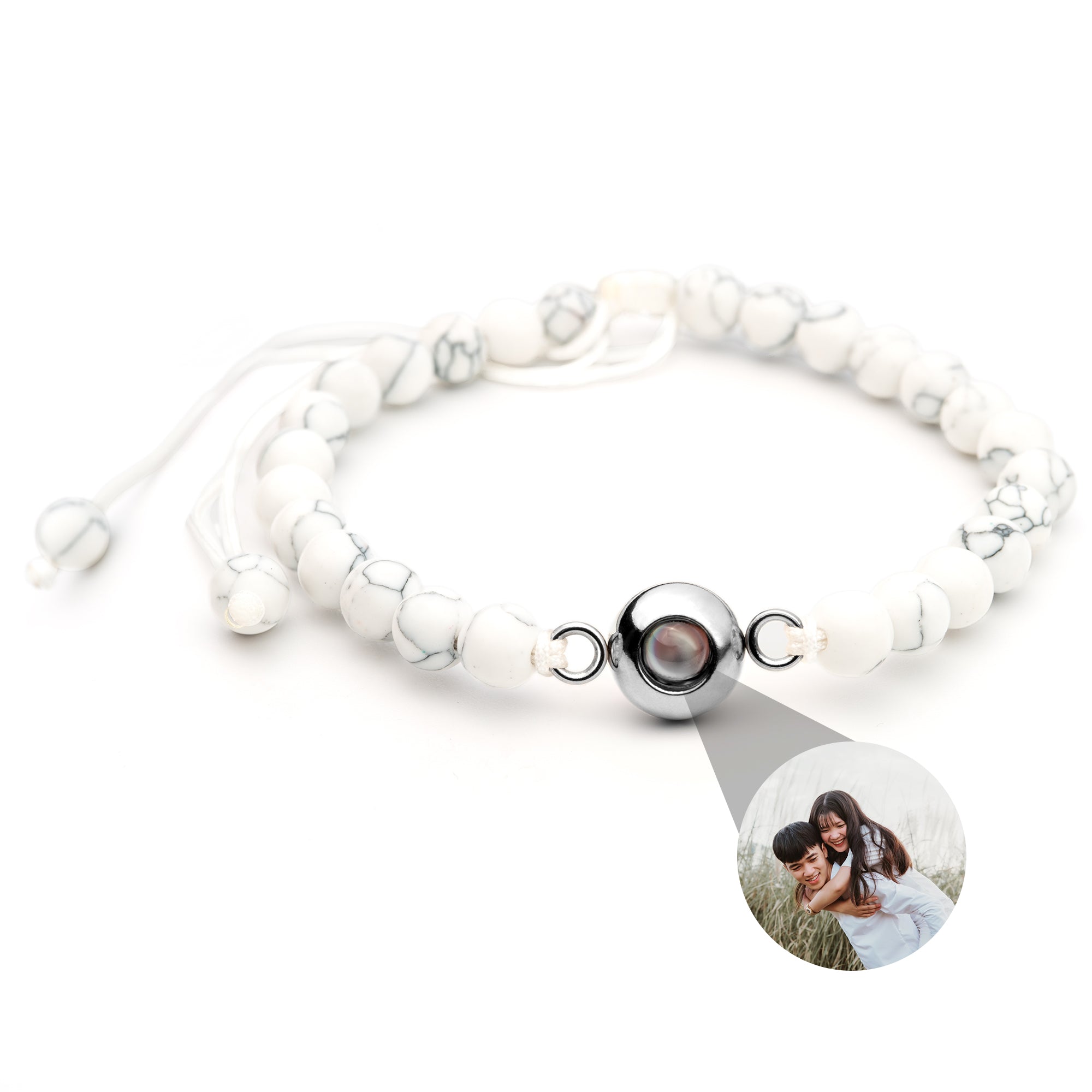 Gepersonaliseerde fotoarmband met jouw foto - Parelketting