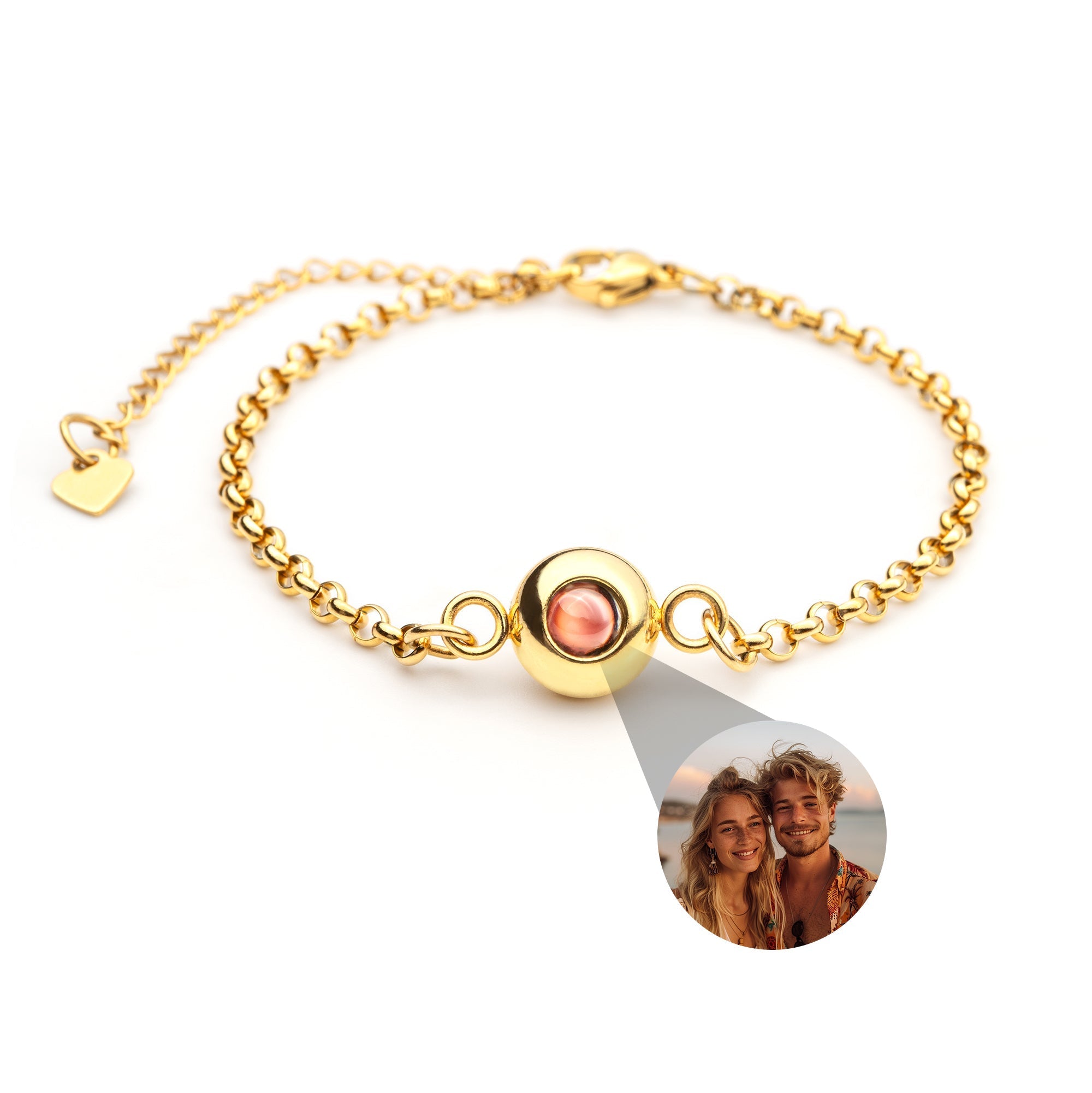 Bracelet photo personnalisé avec votre photo - Chaîne Rolo