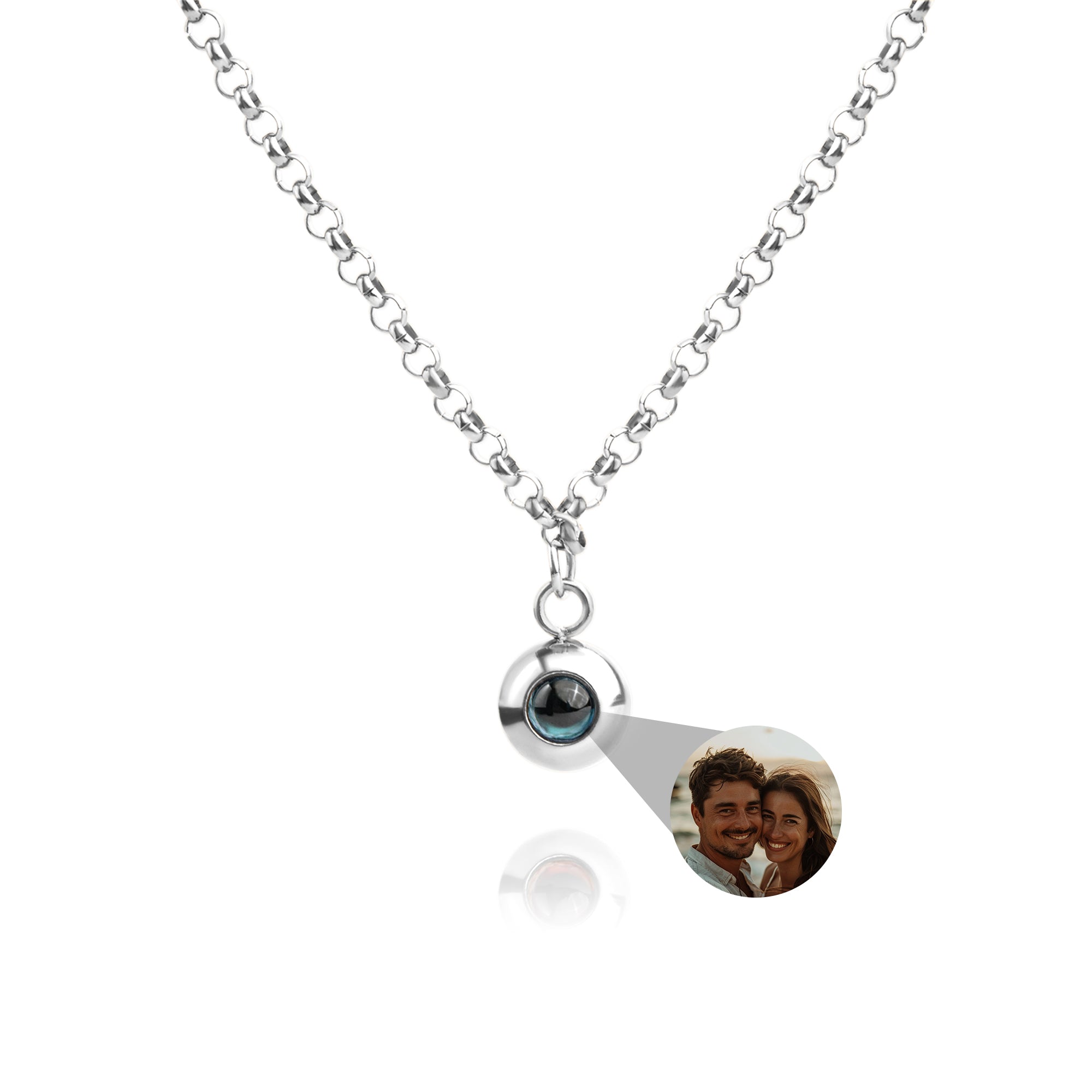 Gepersonaliseerde fotoketting met je eigen foto - Rolo-ketting