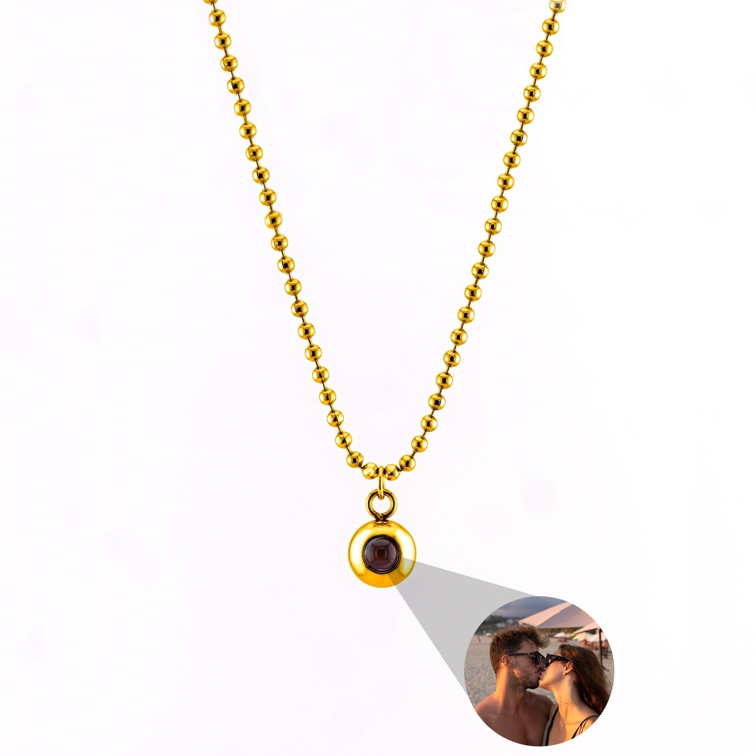 Collier photo personnalisé avec votre propre photo - chaîne à billes
