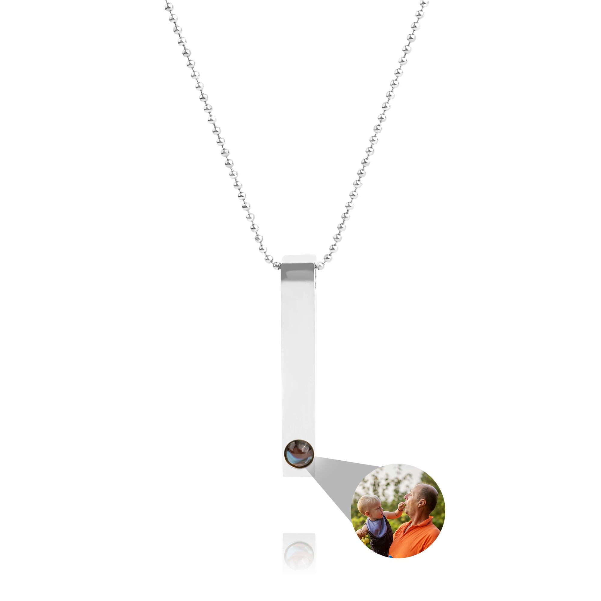 Collier photo personnalisé avec votre propre photo - Barre Chaîne Boules