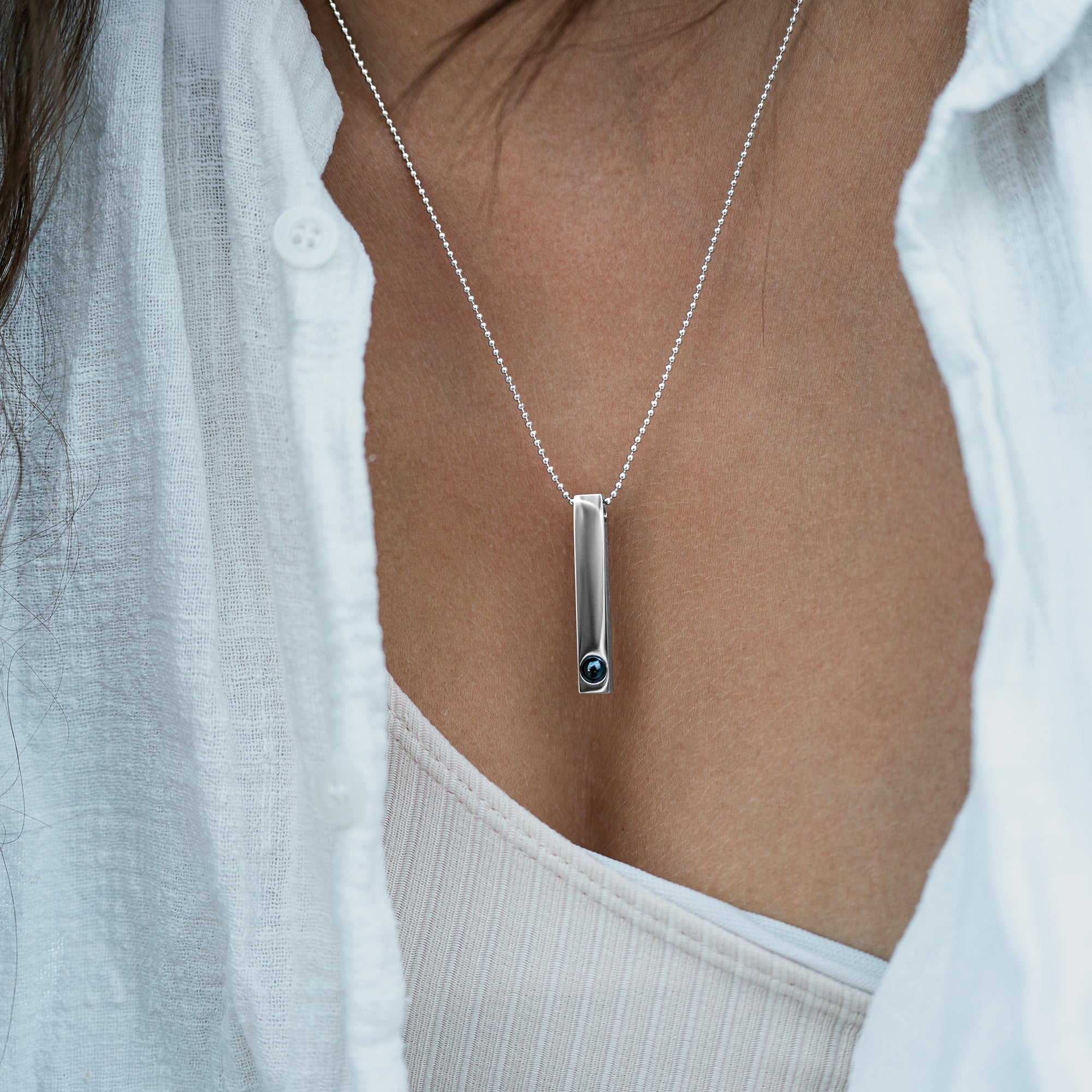Collier photo personnalisé avec votre propre photo - Barre Chaîne Boules