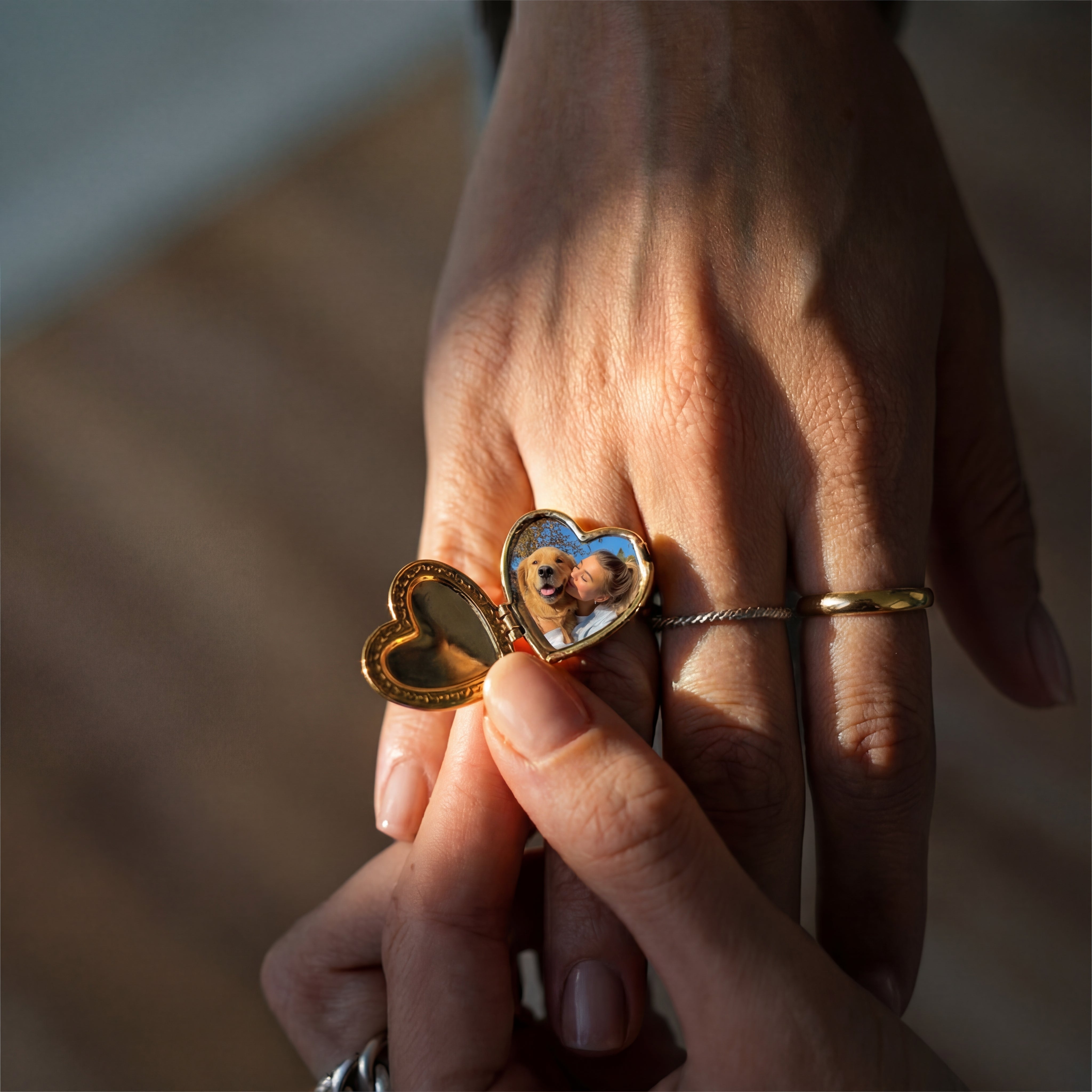 Bague médaillon photo - Cœur