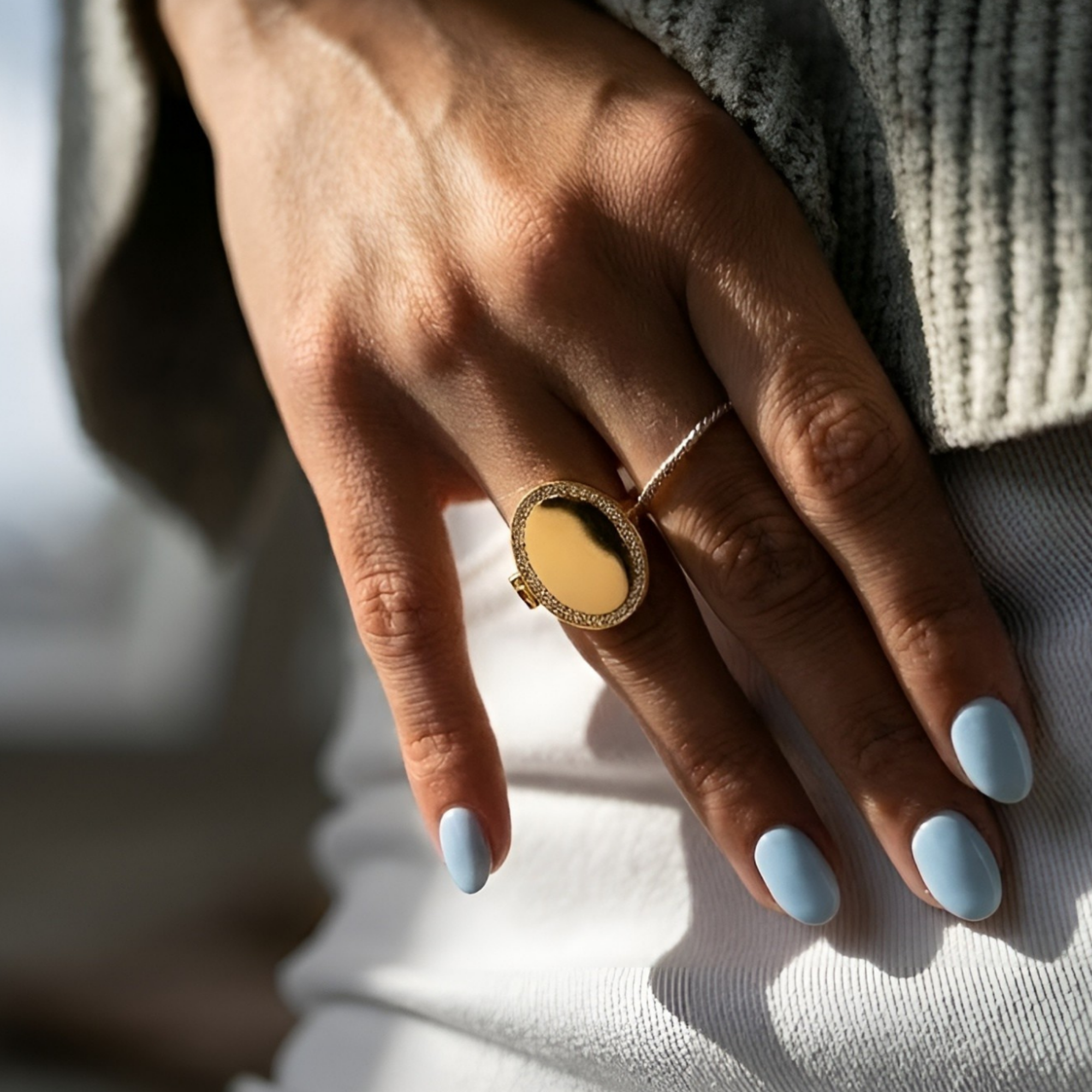 Bague médaillon ovale avec photo