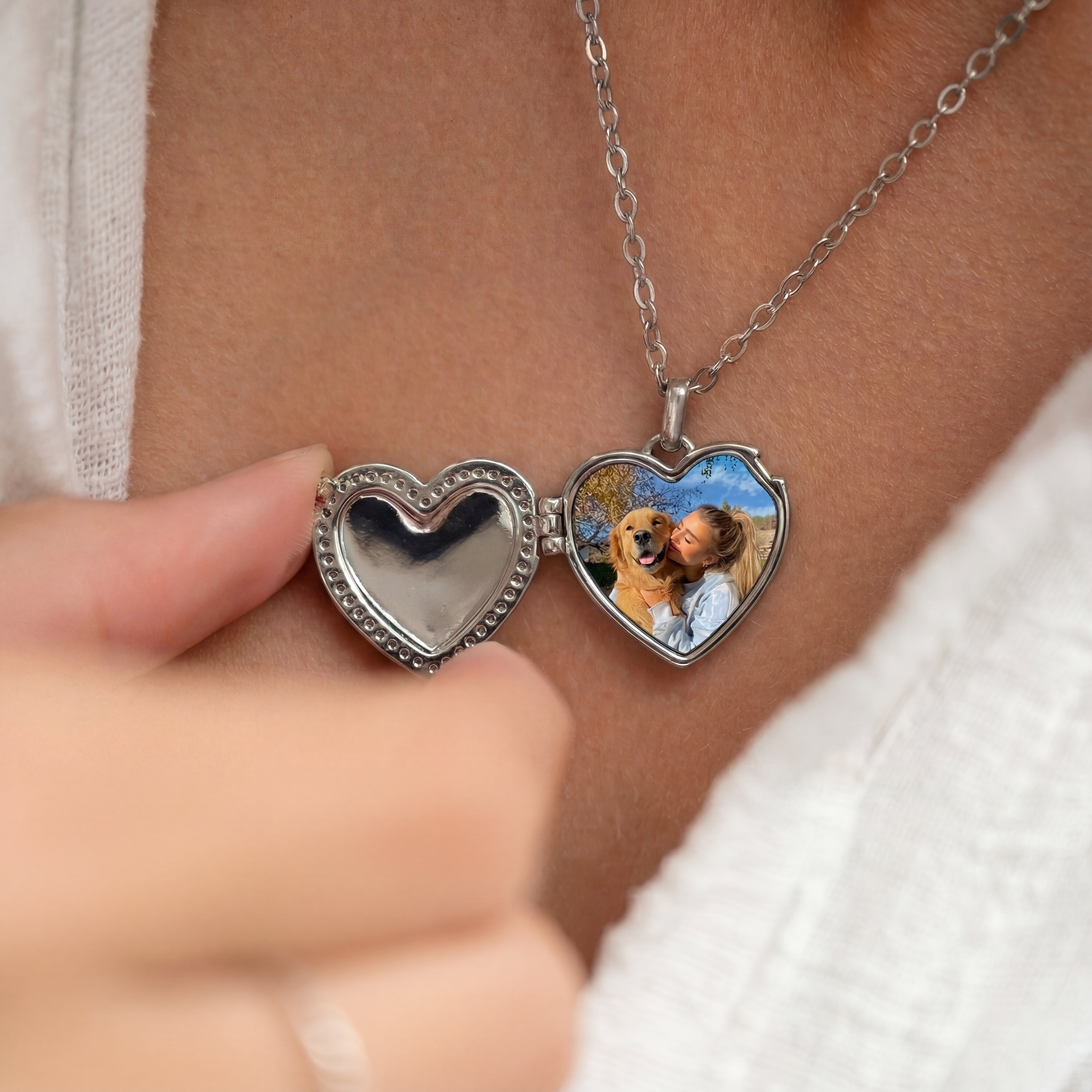 Collier médaillon photo - Cœur