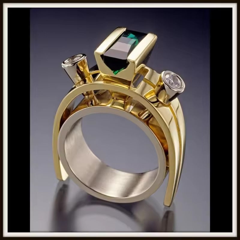 Bague brillante avec cristaux dorés vintage